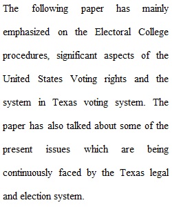Long Essay on Voting in US and Texas